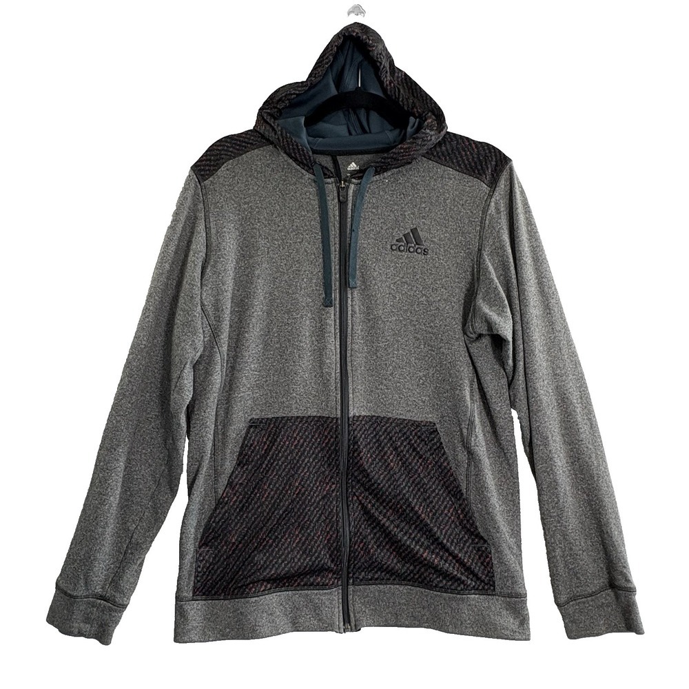 ADIDAS Men Climawarm Pockets Long Sleeve Full Zip Hoodie Sz M Gray 93-27